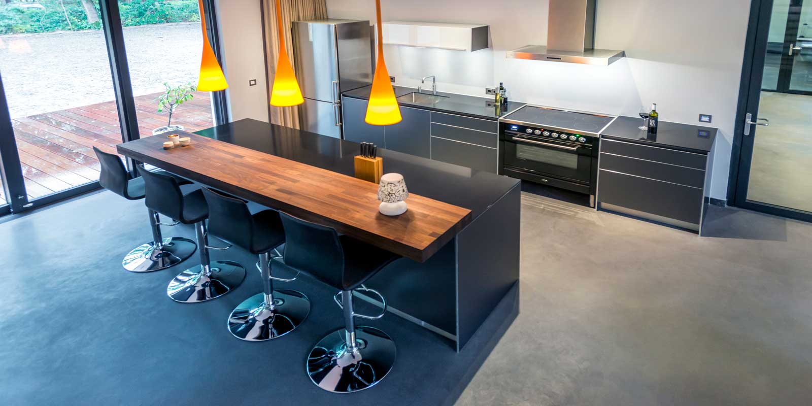 high-end Bulthaup b3 aluminium donker met noten bar, foto 2